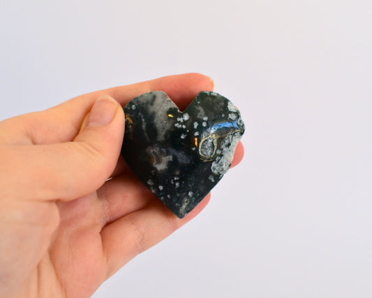 Green Moss Agate - Heart