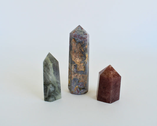 Mini Generator Trio - Strawberry Quartz, Flower Agate and Labradorite Bundle